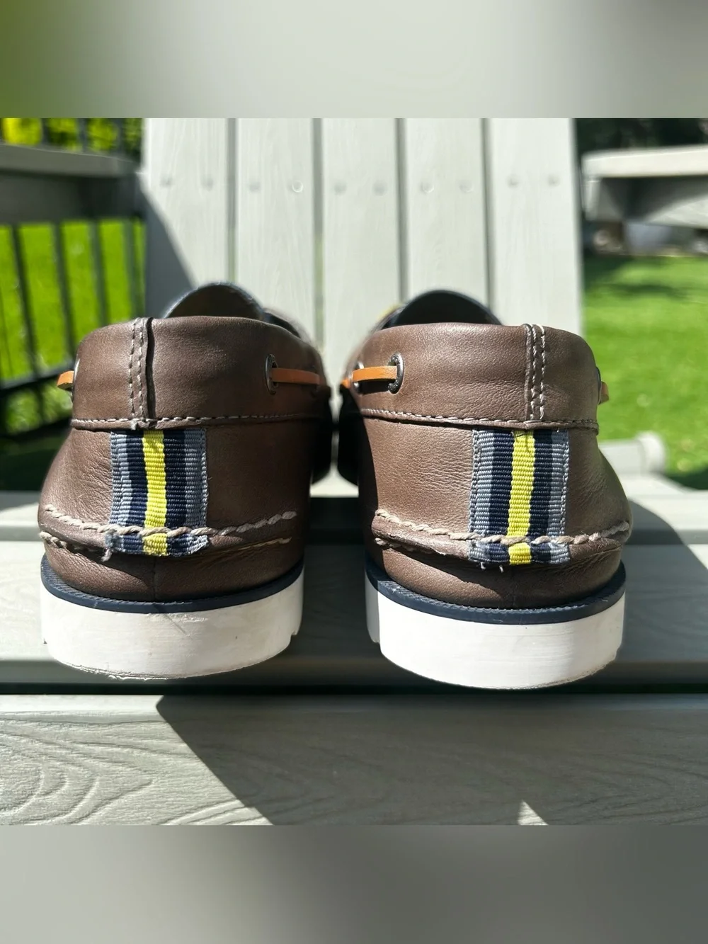 Sperry Men’s 9 Top Sider Leeward Nautical Cross Lace Boat Shoe Brown Leather